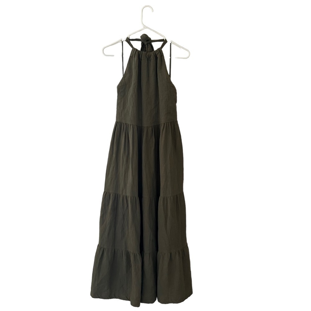 Bec‎ and Bridge Maxi Dress Green Size 4 Halter Tiered Coastal Boho Beach Flowy
